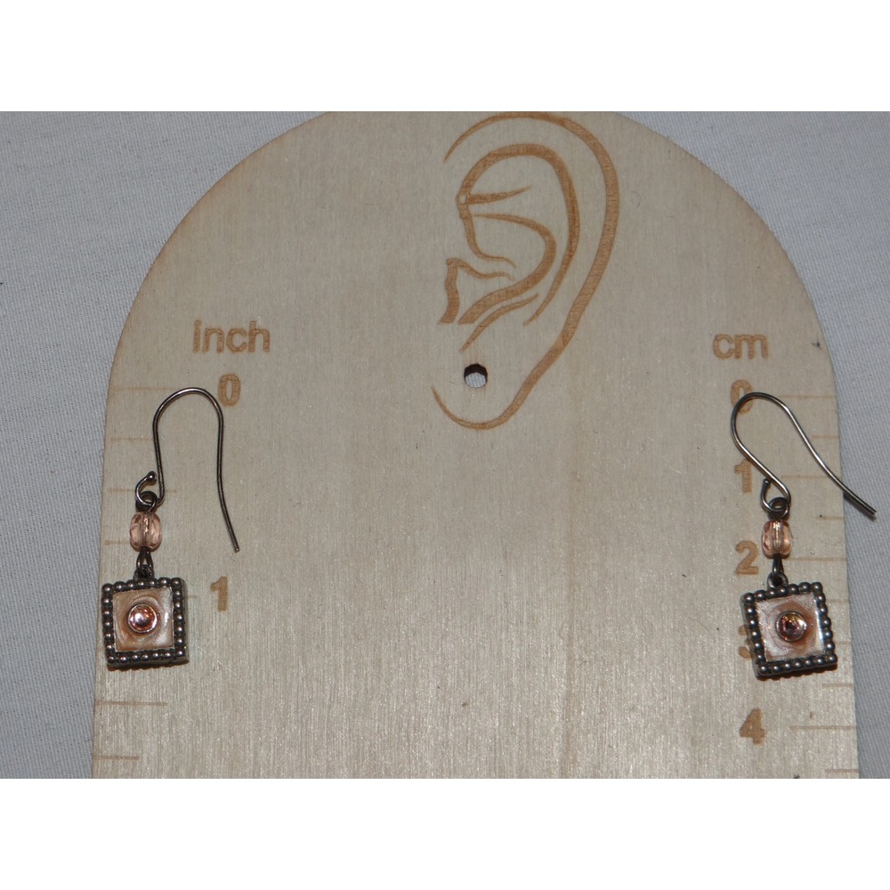 Square Pink Charm Drop Earrings Dangle Beaded Ear Wires Women'sโ Jewelry